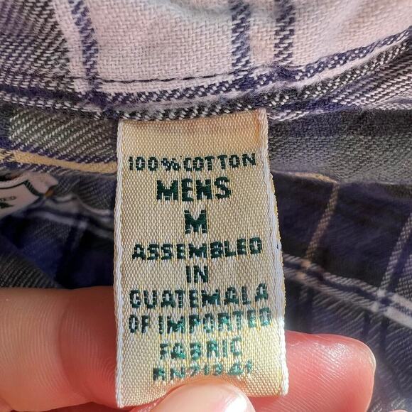 L.L. Bean Men's Plaid Flannel Button Down Shirt Long Sleeve White Green Size M - Picture 4 of 5